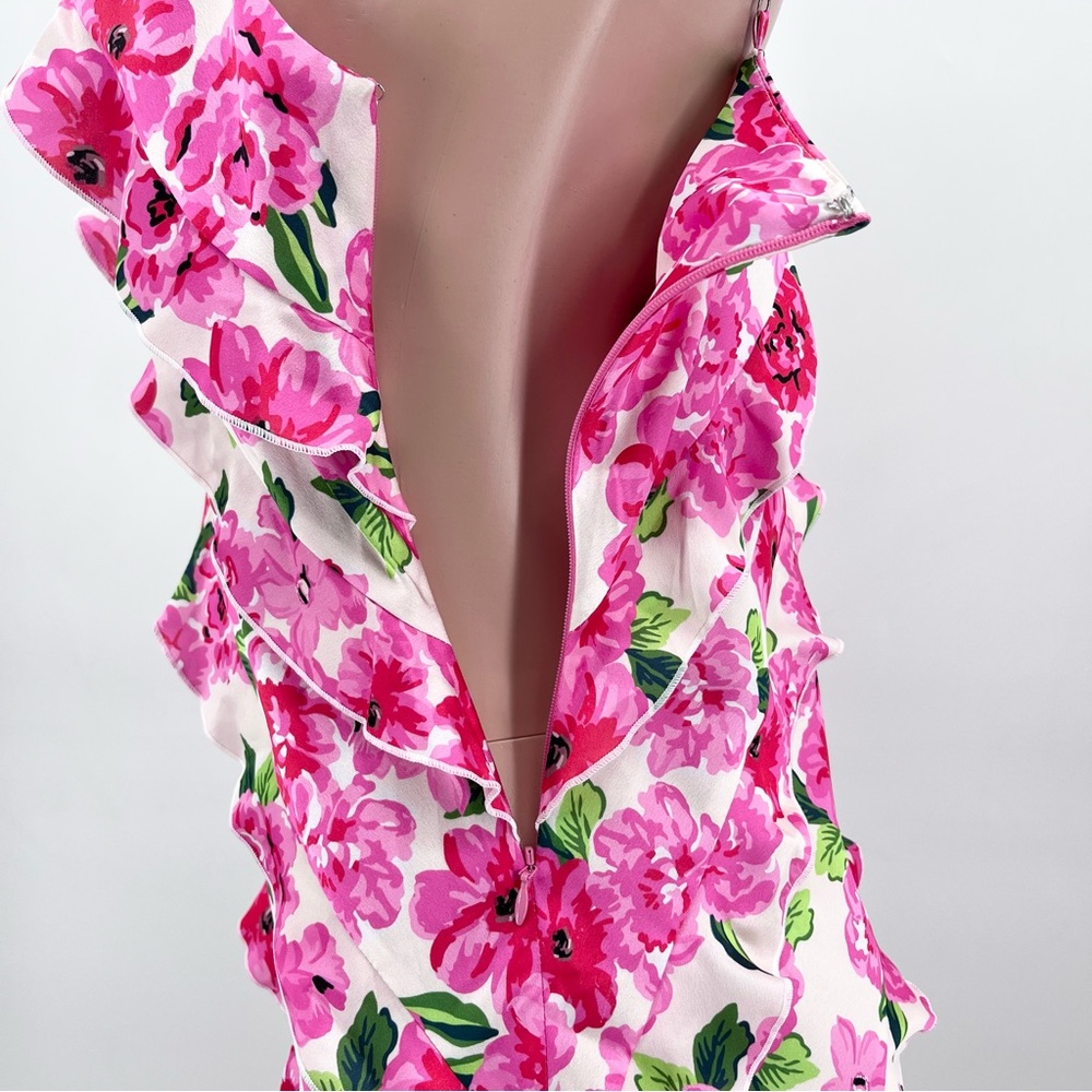 NWT Show Me Your Mumu Rosa Ruffle Pink Floral Satin Mini Dress Size Medium - Picture 10 of 15